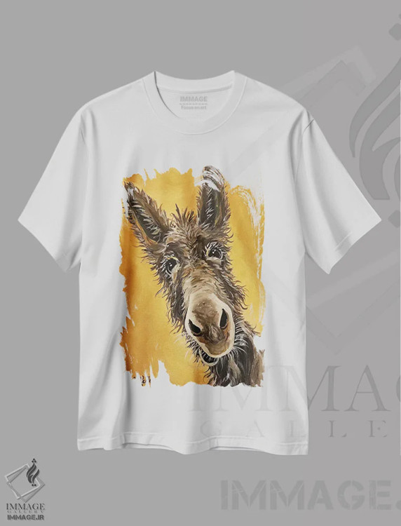 تیشرت سفید طرح دار الاغ، دکور معاصر اثر هیپی هاوند استودیوز | فروشگاه ایماژ