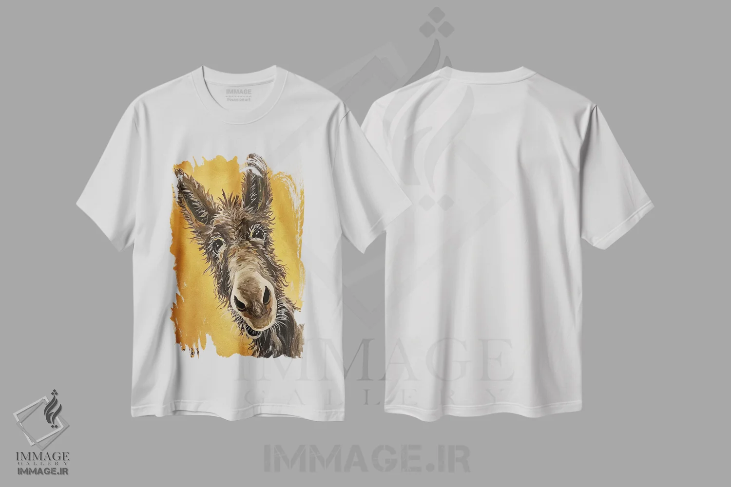 تیشرت سفید طرح دار الاغ، دکور معاصر اثر هیپی هاوند استودیوز | فروشگاه ایماژ