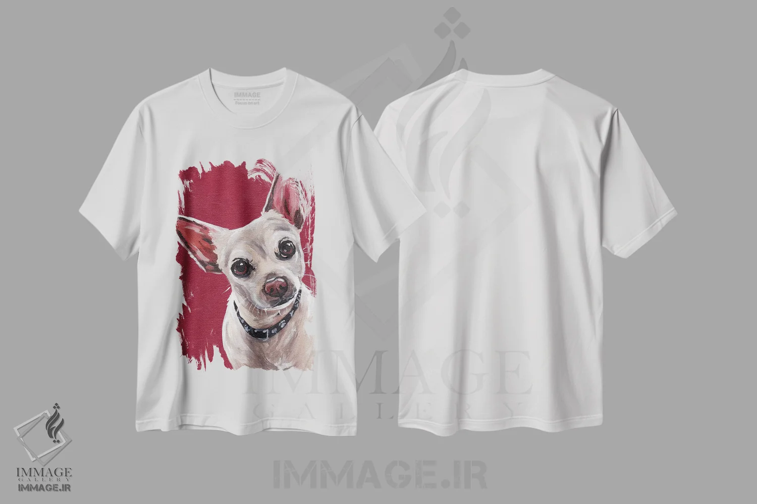 تیشرت سفید طرح دار چی واوا روی قرمز سم، دکور معاصر اثر هیپی هاوند استودیوز | فروشگاه ایماژ