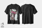 تیشرت مشکی طرح دار الاغ با گل های صورتی، دکور معاصر اثر هیپی هاوند استودیوز | فروشگاه ایماژ