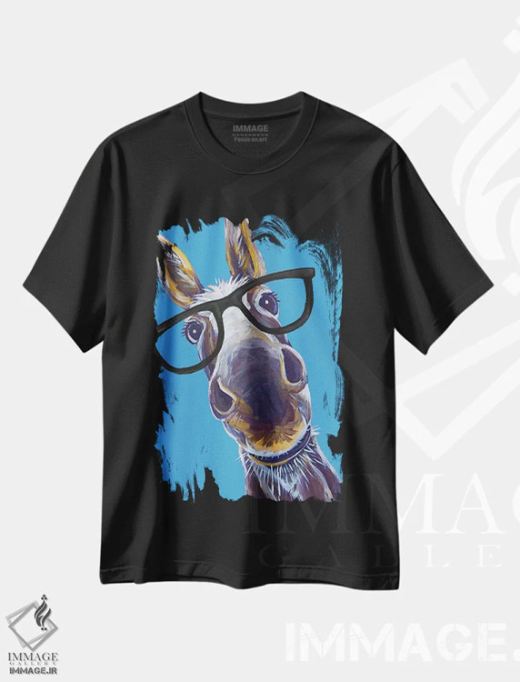 تیشرت مشکی طرح دار الاغ اسنیکرز با عینک، دکور معاصر اثر هیپی هاوند استودیوز | immage.ir
