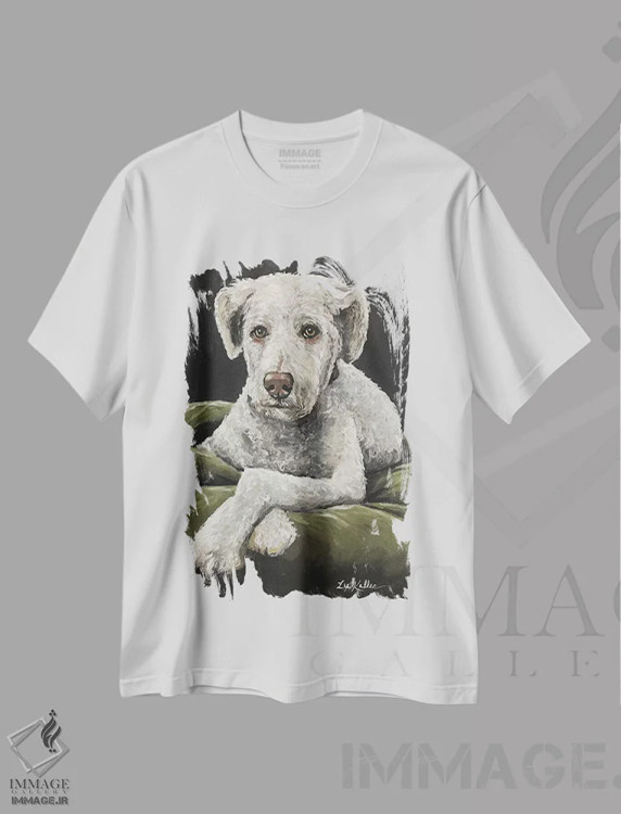 تیشرت سفید طرح دار گلدن دودل خونسرد، مدیوم اثر هیپی هاوند استودیوز | immage.ir