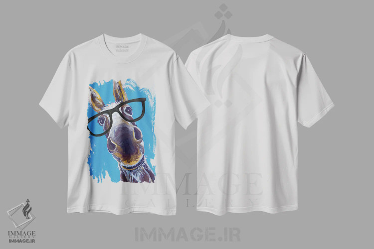 تیشرت سفید طرح دار الاغ اسنیکرز با عینک، دکور معاصر اثر هیپی هاوند استودیوز | فروشگاه ایماژ