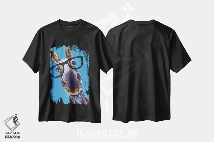 تیشرت مشکی طرح دار الاغ اسنیکرز با عینک، دکور معاصر اثر هیپی هاوند استودیوز | immage.ir