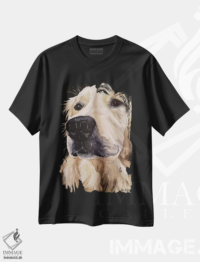 تیشرت مشکی طرح دار گلدن رتریور دایان، دکور معاصر اثر هیپی هاوند استودیوز | immage.ir