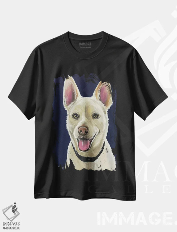 تیشرت مشکی طرح دار ژرمن شپرد سفید، تزئینی اثر هیپی هاوند استودیوز | immage.ir