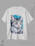 تیشرت سفید طرح دار شنک گربه تبی، دکور معاصر اثر هیپی هاوند استودیوز | فروشگاه ایماژ