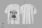 تیشرت سفید طرح دار نقاشی گاو حمام، سلام گونه های شیرین، دکور روستایی اثر هیپی هاوند استودیوز | فروشگاه ایماژ