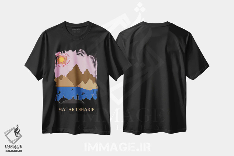 تیشرت مشکی طرح دار مزار شریف، تزئینی اثر های آرت | immage.ir