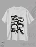 تیشرت سفید طرح دار عناصر پر رونق V9، آبستره اثر رندی هبرد | فروشگاه ایماژ
