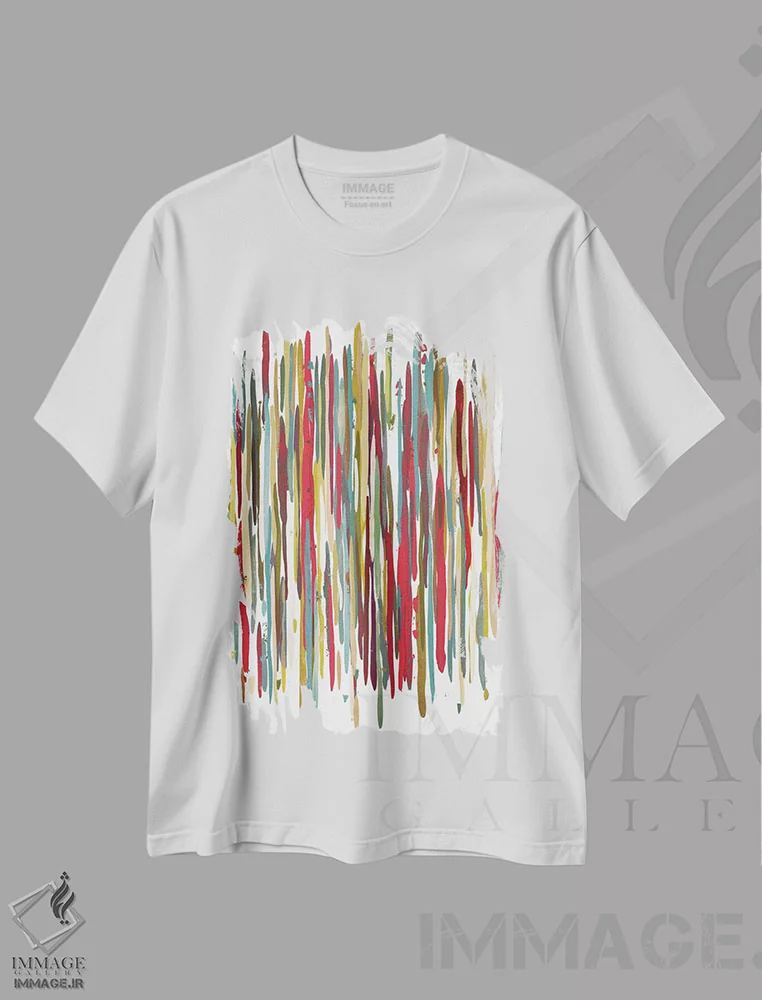 تیشرت سفید طرح دار لحظه رنگارنگ V4 اثر رندی هبرد | immage.ir