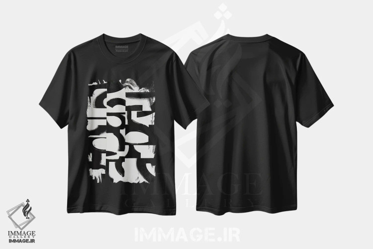 تیشرت مشکی طرح دار عناصر پر رونق V9، آبستره اثر رندی هبرد | immage.ir