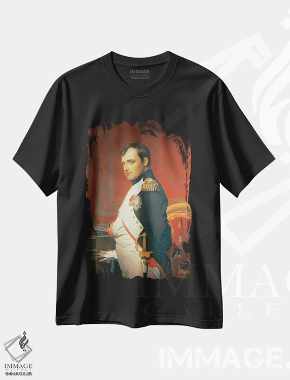 تیشرت مشکی طرح دار ناپلئوندر اتاق کار خود، هنر فاخر کلاسیک اثر هیپولیت دلاروش | فروشگاه ایماژ