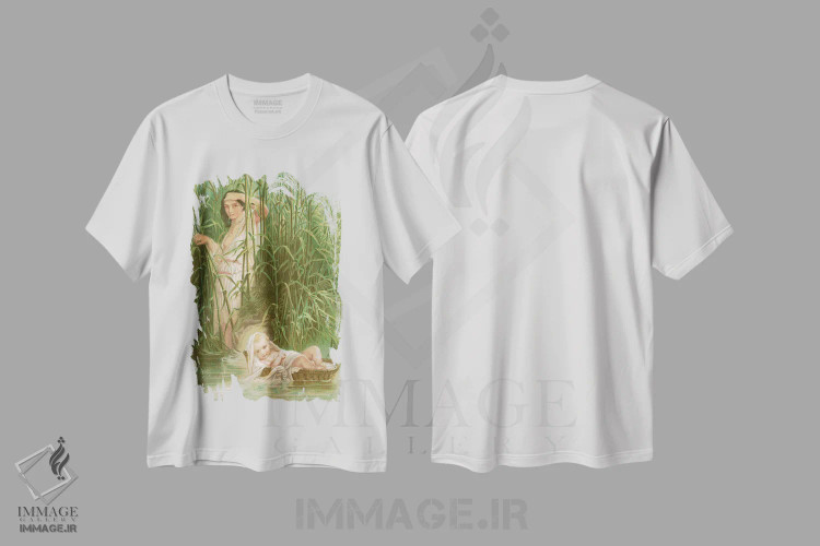 تیشرت سفید طرح دار مریم و موسی، هنر فاخر کلاسیک اثر هیپولیت دلاروش | فروشگاه ایماژ