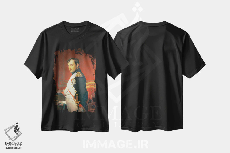 تیشرت مشکی طرح دار ناپلئوندر اتاق کار خود، هنر فاخر کلاسیک اثر هیپولیت دلاروش | فروشگاه ایماژ