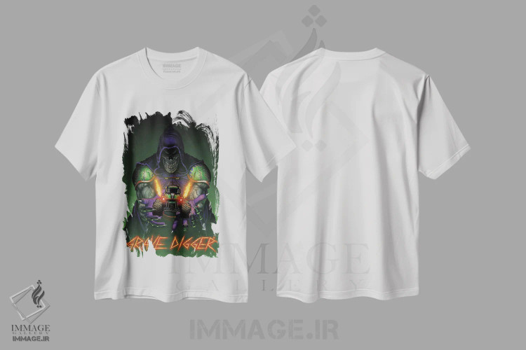 تیشرت سفید طرح دار کامیون های غول آسای "گریو دیگر" رها شده، هنر دیجیتال اثر وینسنت های | immage.ir