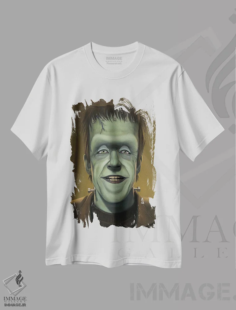 تیشرت سفید طرح دار هرمن مانستر، هنر دیجیتال اثر وینسنت های | فروشگاه ایماژ