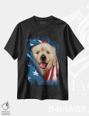 تیشرت مشکی طرح دار توله وطن پرست یک، دکور آمریکایی اثر وینسنت های | فروشگاه ایماژ
