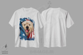 تیشرت سفید طرح دار توله وطن پرست یک، دکور آمریکایی اثر وینسنت های | immage.ir