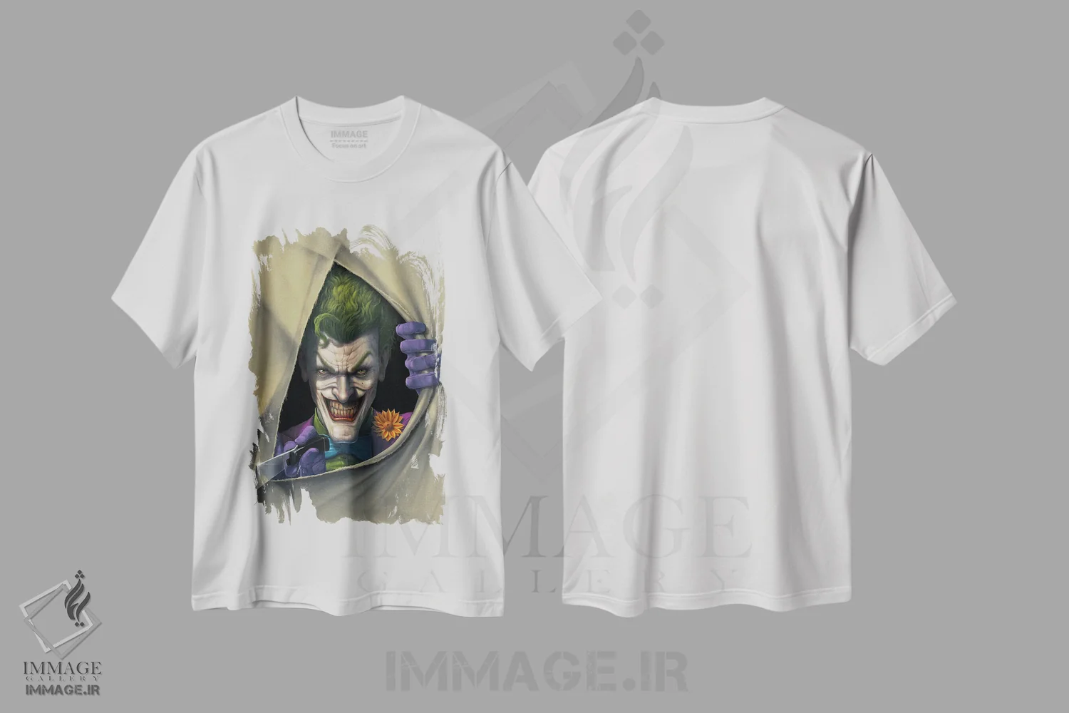 تیشرت سفید طرح دار برش جوکر، هنر دیجیتال اثر وینسنت های | فروشگاه ایماژ