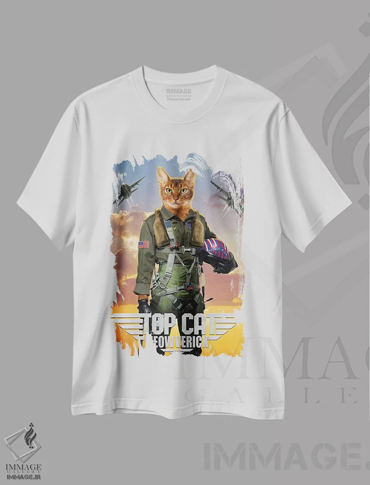 تیشرت سفید طرح دار گربه برتر مئووریک، هنر دیجیتال اثر وینسنت های | immage.ir