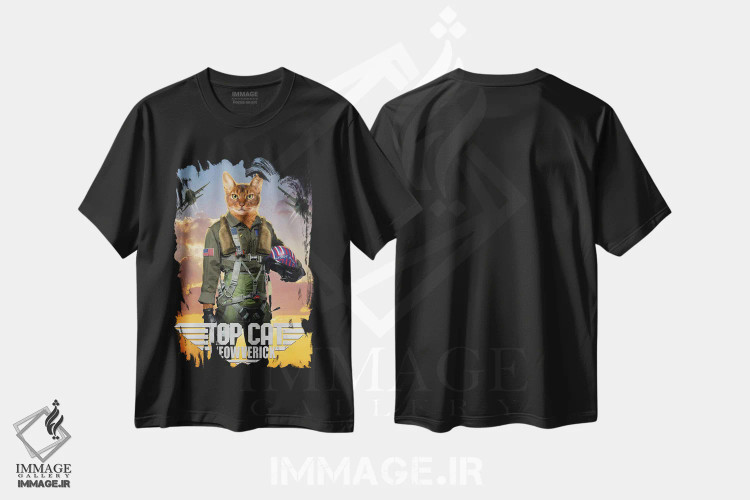 تیشرت مشکی طرح دار گربه برتر مئووریک، هنر دیجیتال اثر وینسنت های | فروشگاه ایماژ