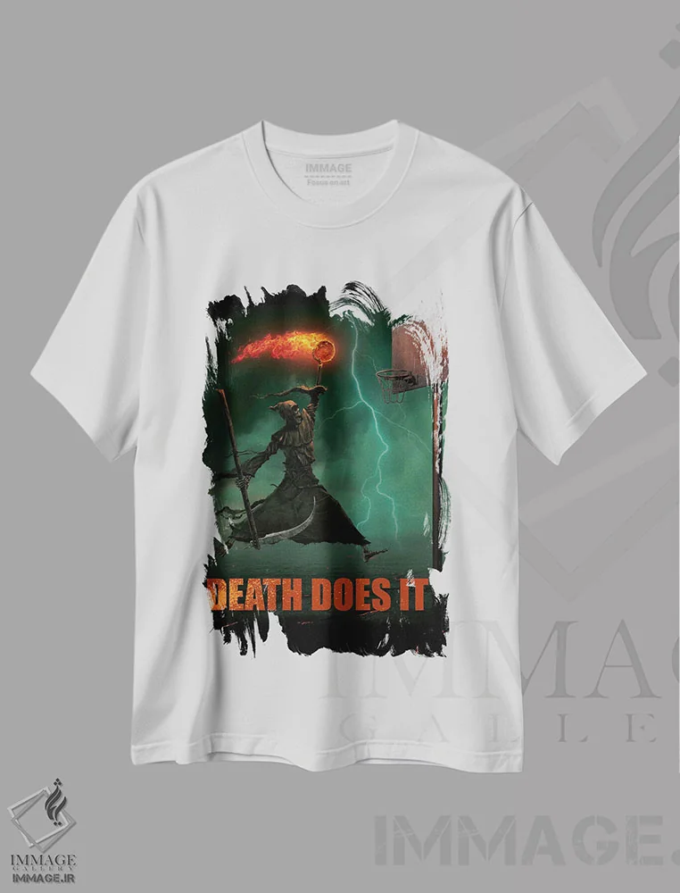 تیشرت سفید طرح دار مرگ این کار را می کند، تزئینی اثر وینسنت های | immage.ir