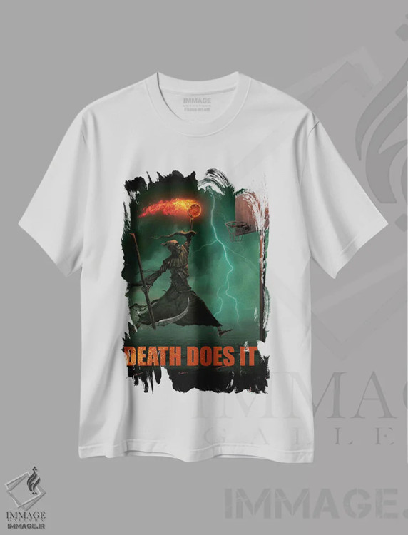 تیشرت سفید طرح دار مرگ این کار را می کند، تزئینی اثر وینسنت های | immage.ir