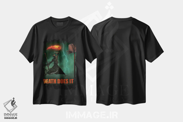 تیشرت مشکی طرح دار مرگ این کار را می کند، تزئینی اثر وینسنت های | فروشگاه ایماژ
