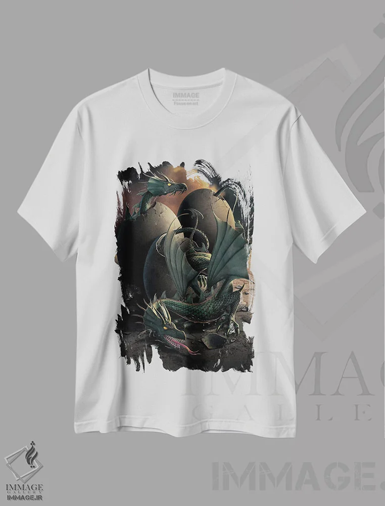 تیشرت سفید طرح دار فرزند اژدها، تزئینی اثر وینسنت های | فروشگاه ایماژ