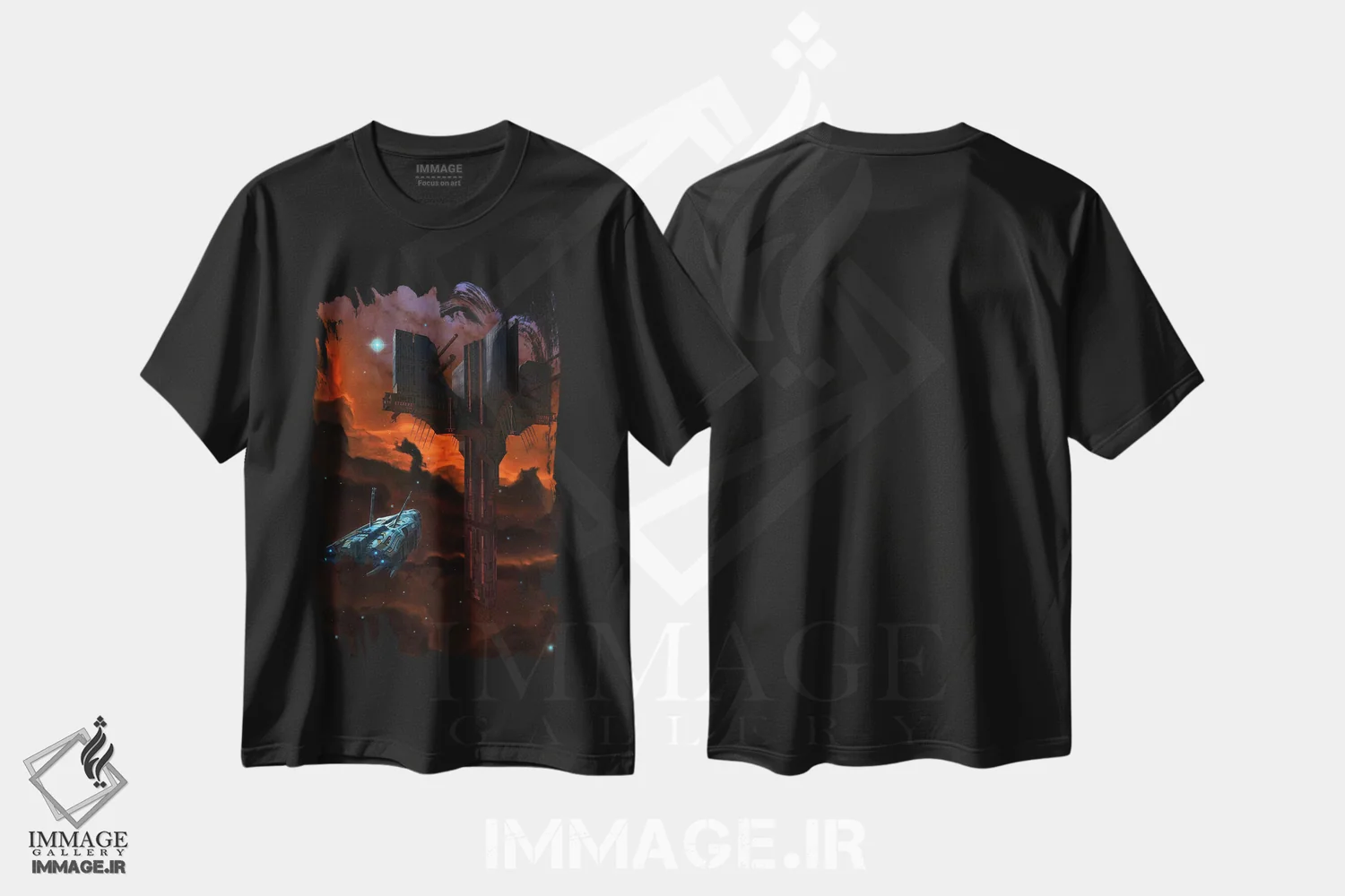 تیشرت مشکی طرح دار شیء بیگانه، تزئینی اثر وینسنت های | فروشگاه ایماژ