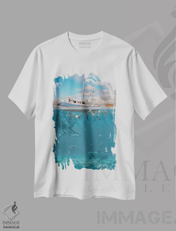تیشرت سفید طرح دار خشم دلفین، تزئینی اثر وینسنت های | immage.ir