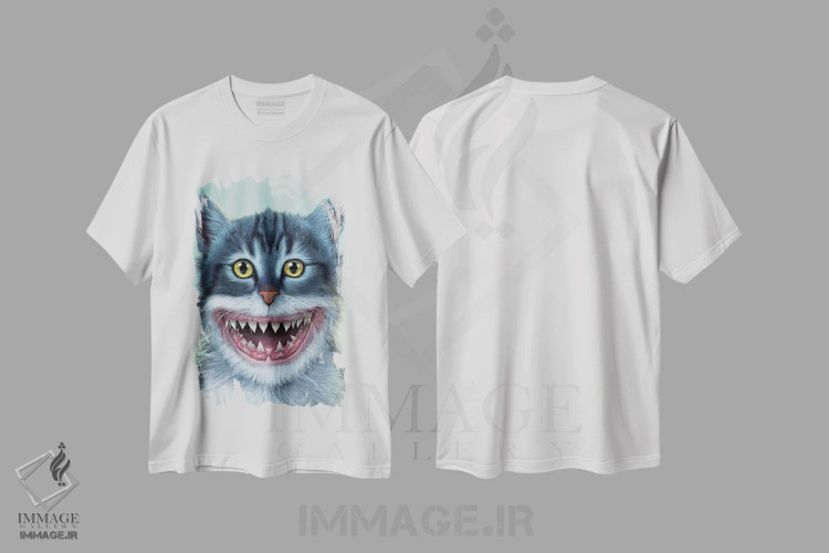 تیشرت سفید طرح دار گربه کوسه ای، تزئینی اثر وینسنت های | فروشگاه ایماژ
