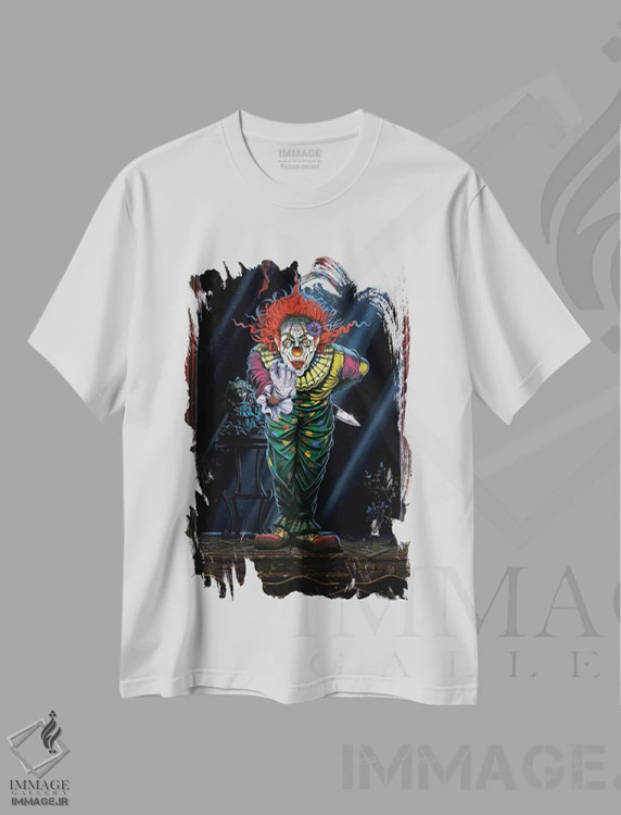 تیشرت سفید طرح دار دلقک غافلگیرکننده، تزئینی اثر وینسنت های | فروشگاه ایماژ
