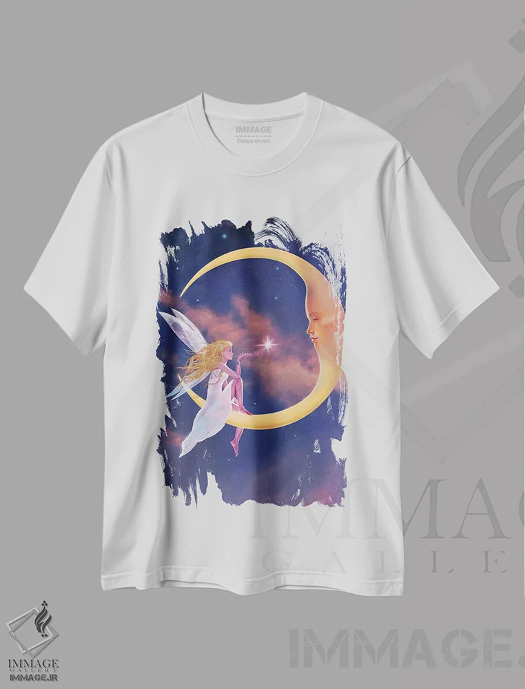 تیشرت سفید طرح دار بوسه ستاره، تزئینی اثر وینسنت های | immage.ir
