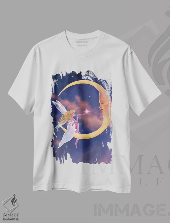 تیشرت سفید طرح دار بوسه ستاره، تزئینی اثر وینسنت های | immage.ir