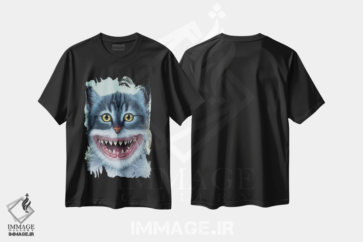 تیشرت مشکی طرح دار گربه کوسه ای، تزئینی اثر وینسنت های | immage.ir