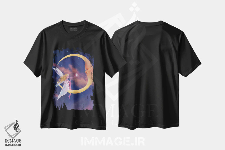 تیشرت مشکی طرح دار بوسه ستاره، تزئینی اثر وینسنت های | فروشگاه ایماژ