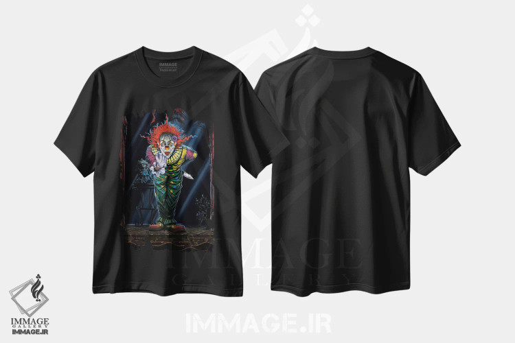 تیشرت مشکی طرح دار دلقک غافلگیرکننده، تزئینی اثر وینسنت های | immage.ir