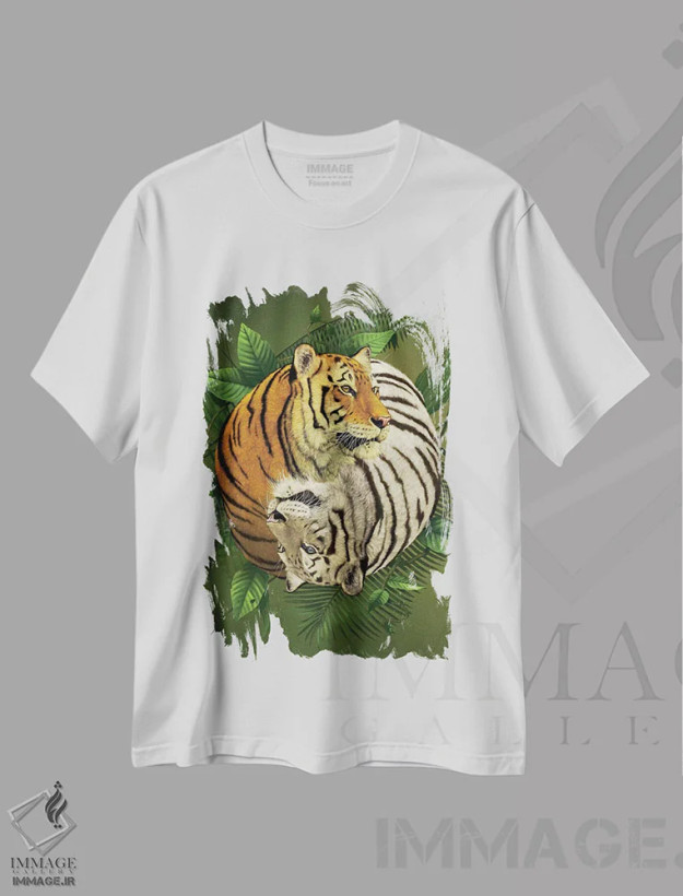 تیشرت سفید طرح دار ببر یین یانگ، تزئینی اثر وینسنت های | فروشگاه ایماژ