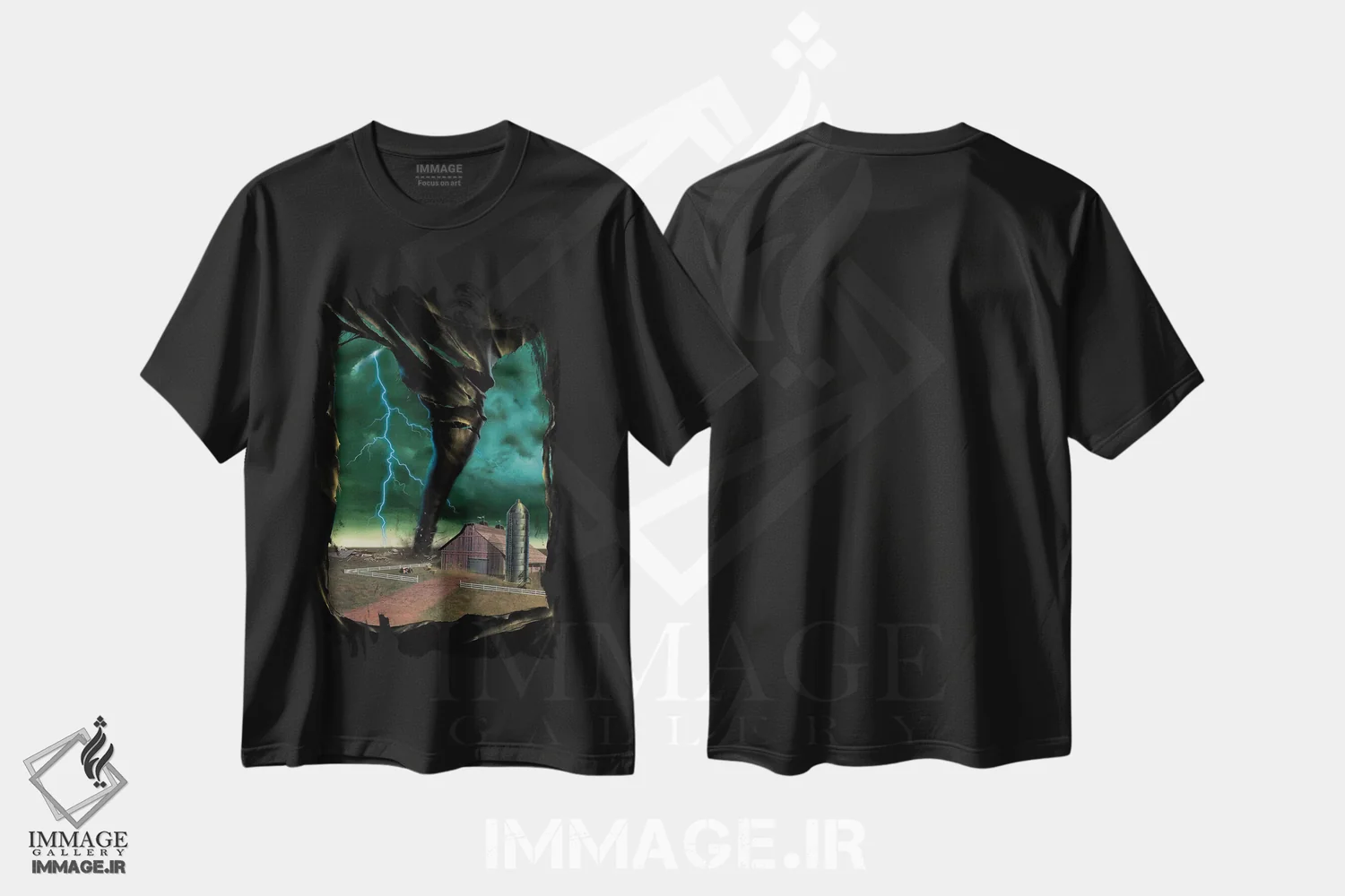 تیشرت مشکی طرح دار برخورد گردباد، تزئینی اثر وینسنت های | immage.ir