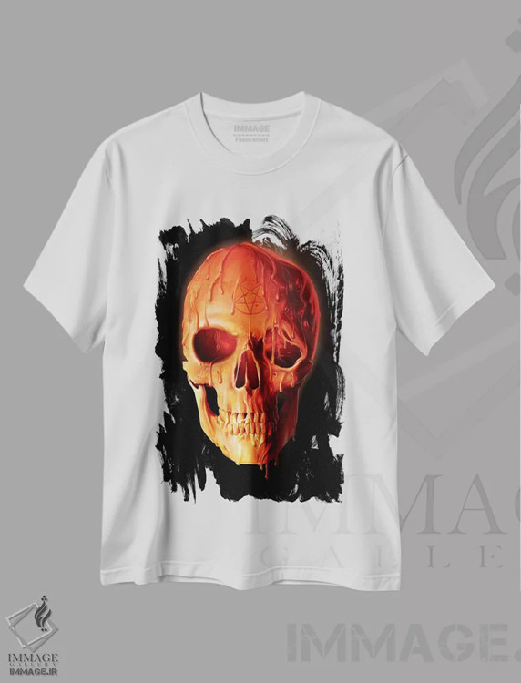 تیشرت سفید طرح دار جمجمه مومی، تزئینی اثر وینسنت های | فروشگاه ایماژ