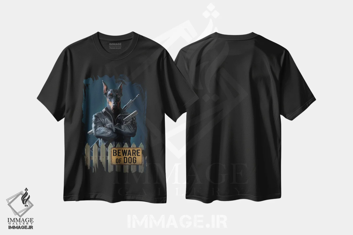 تیشرت مشکی طرح دار از سگ برحذر باشید، تزئینی اثر وینسنت های | فروشگاه ایماژ