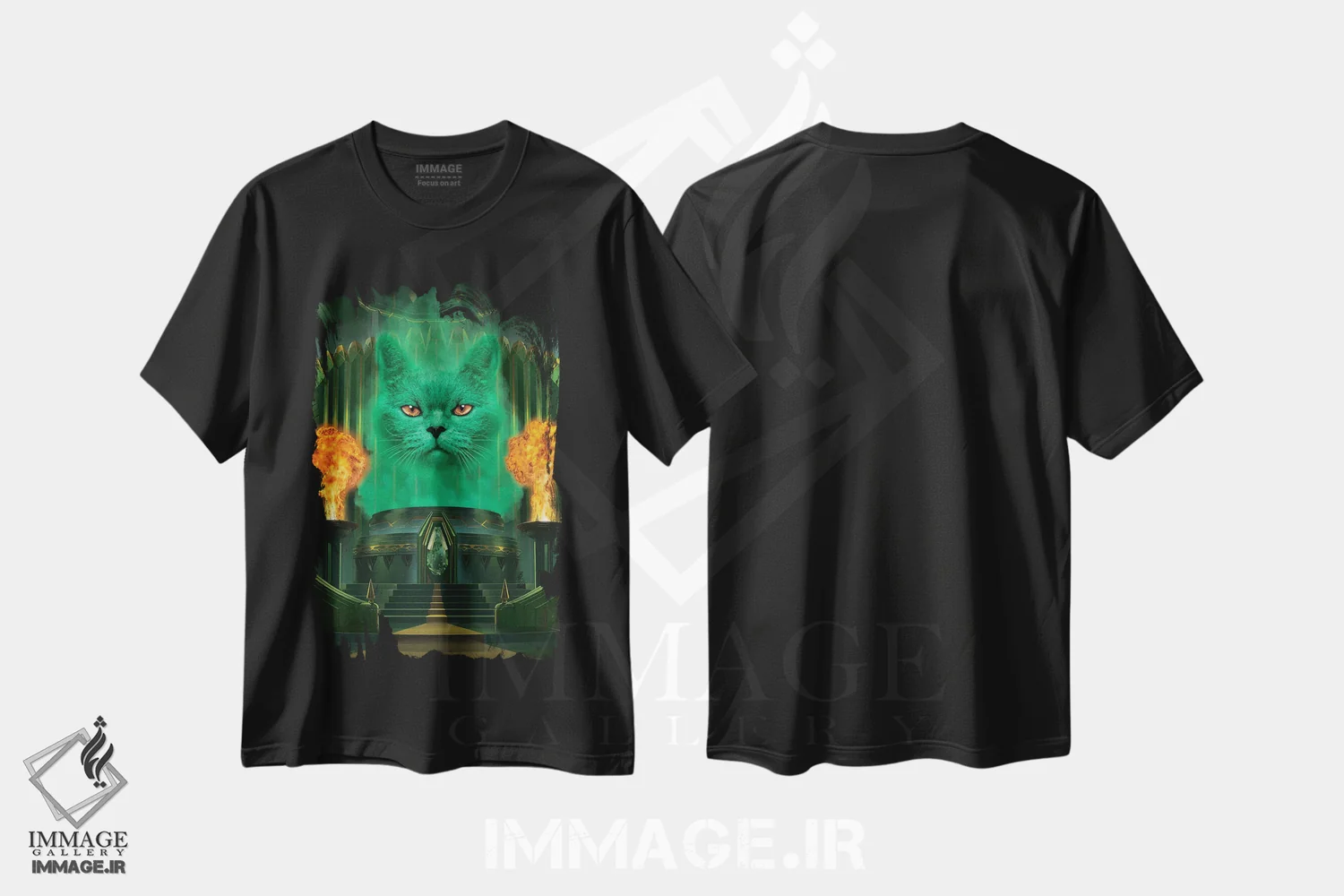 تیشرت مشکی طرح دار گربه بزرگ و قدرتمند، تزئینی اثر وینسنت های | فروشگاه ایماژ