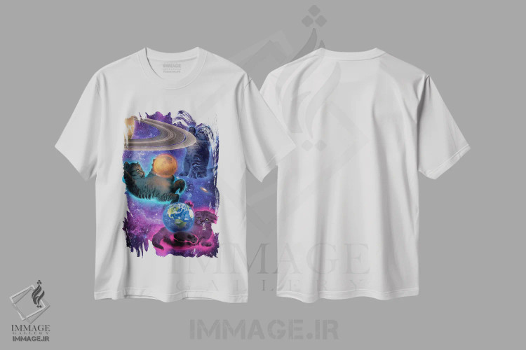 تیشرت سفید طرح دار بچه گربه های کیهانی، تزئینی اثر وینسنت های | immage.ir