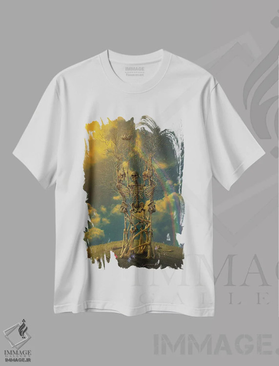 تیشرت سفید طرح دار چرخه زندگی، تزئینی اثر وینسنت های | فروشگاه ایماژ