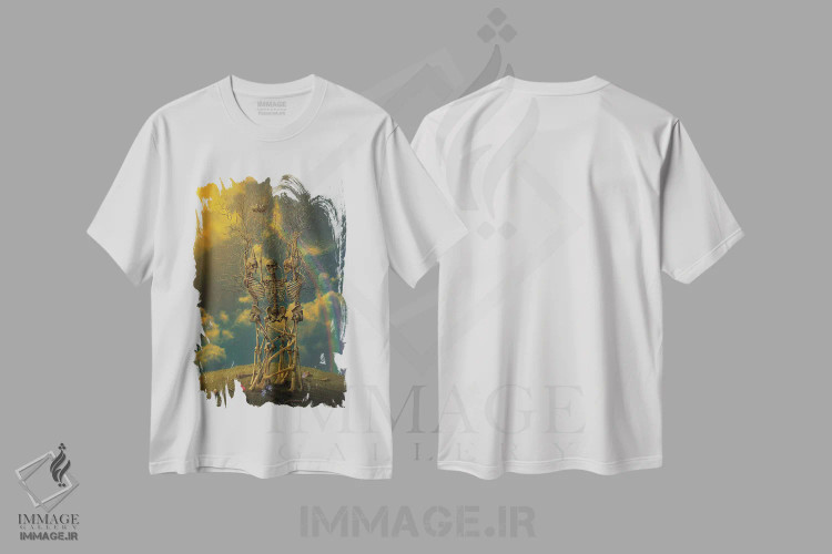 تیشرت سفید طرح دار چرخه زندگی، تزئینی اثر وینسنت های | فروشگاه ایماژ