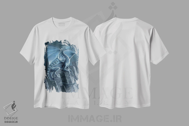 تیشرت سفید طرح دار اژدهای نقره ای، تزئینی اثر وینسنت های | فروشگاه ایماژ
