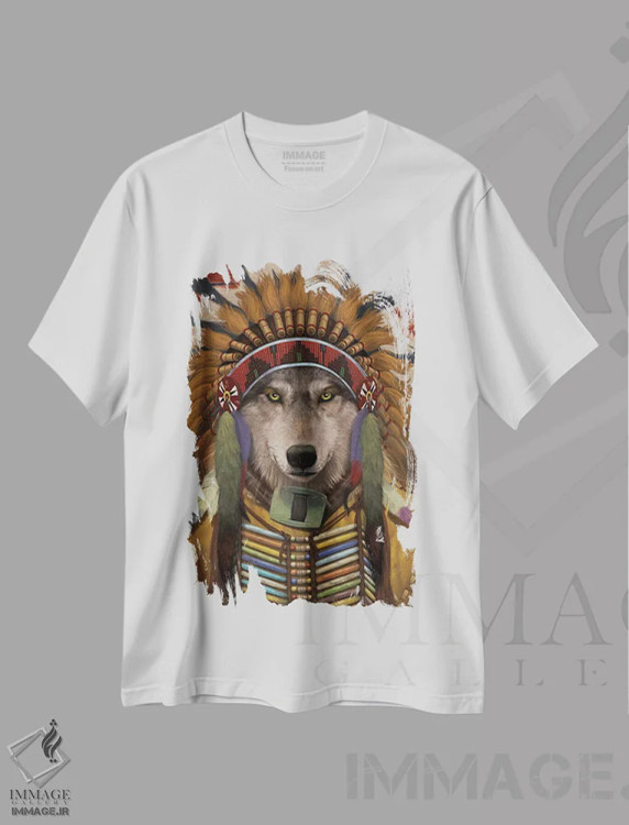 تیشرت سفید طرح دار رئیس روح گرگ، تزئینی اثر وینسنت های | فروشگاه ایماژ