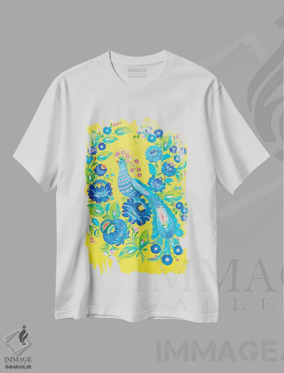 تیشرت سفید طرح دار آواز صبحگاهی، تزئینی اثر هالینا کولگا | فروشگاه ایماژ
